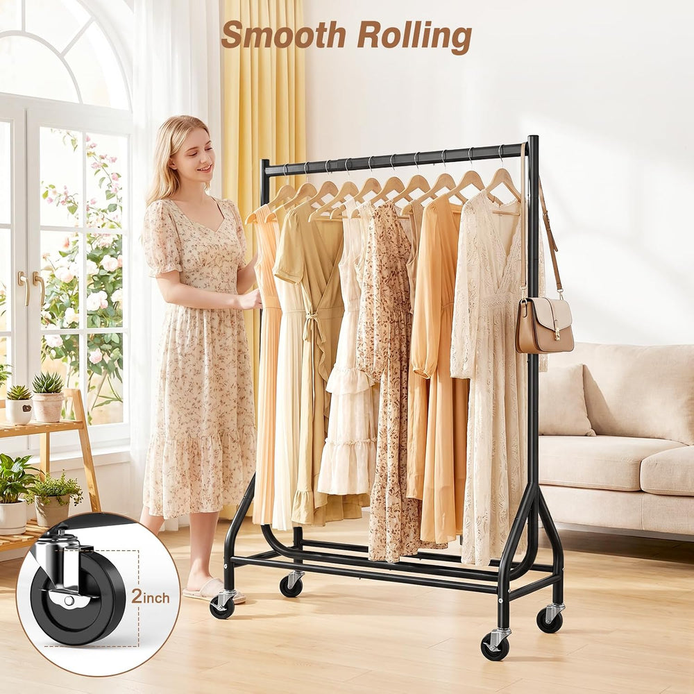 Heavy Duty Clothes Rack Load 268 LBS, 31.5 inch Hanging Rod, Black