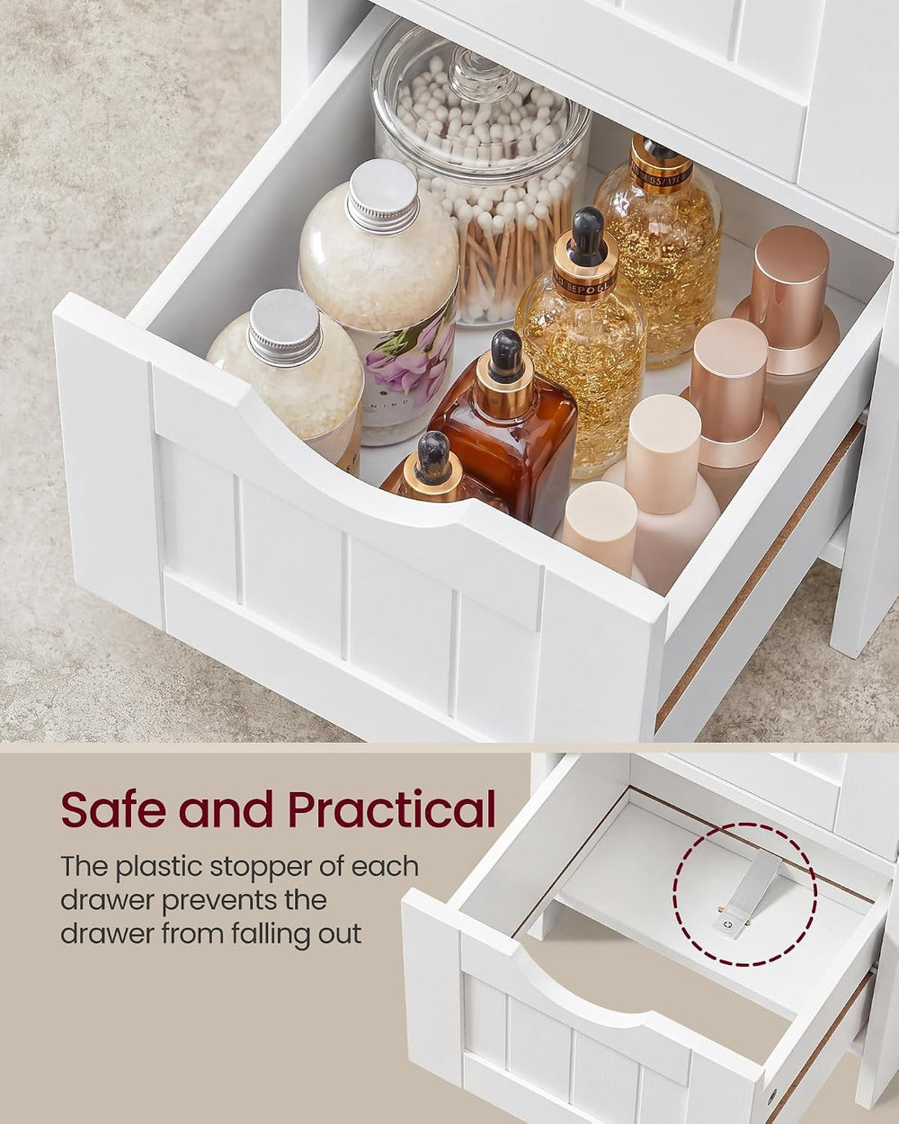 VASAGLE Floor Storage Cabinet, Freestanding Organizer with 4 Drawers