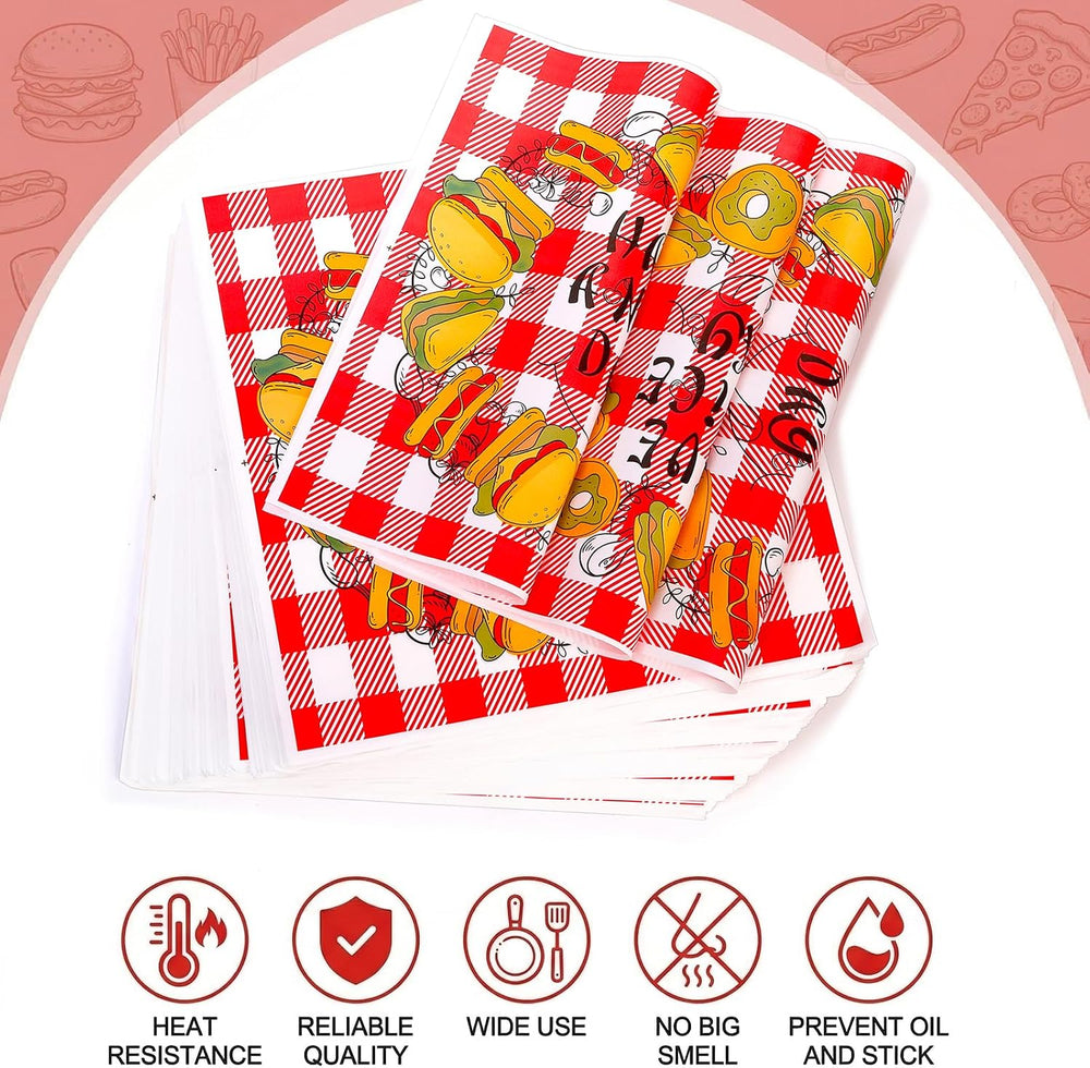 Nicunom 1000 Pcs Deli Paper Sheets 12x12", Sandwich Wrapping Paper Red &...