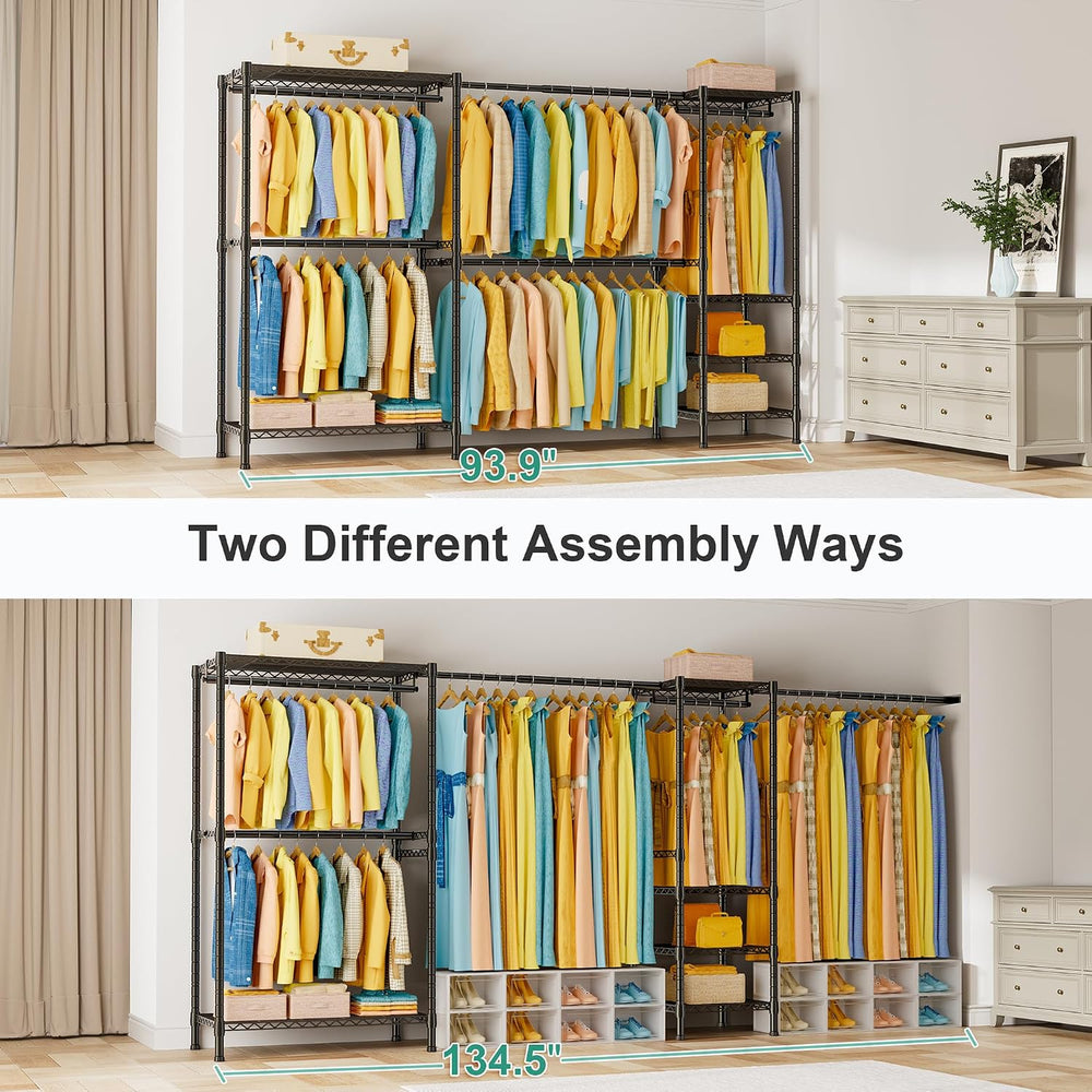 SEMHOR E01 Expandable Heavy Duty Clothes Rack, Free Standing Closet System