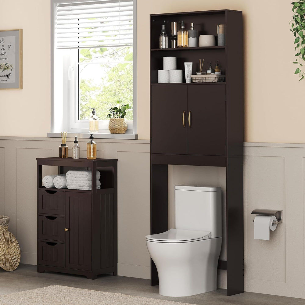 Yaheetech 77in Over the Toilet Storage Cabinet, Espresso Bathroom Organizer