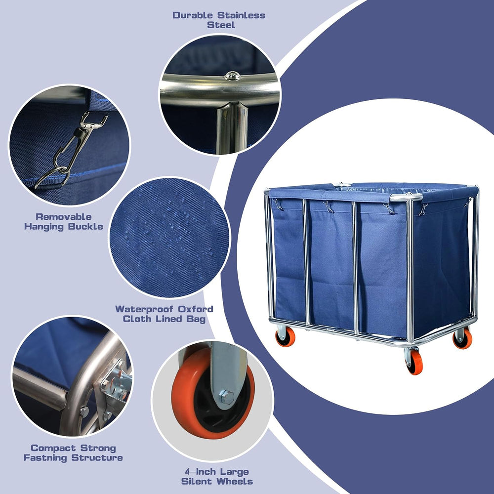 Commercial Laundry Cart with Wheels 470L