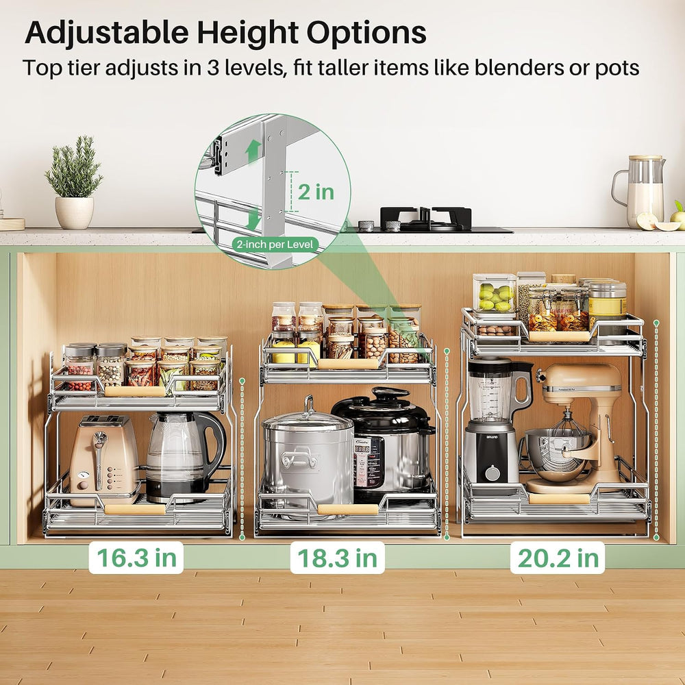 Pull out Cabinet Organizer, 2 Tiers 17"W X 21"D, Heavy Duty Smooth ...