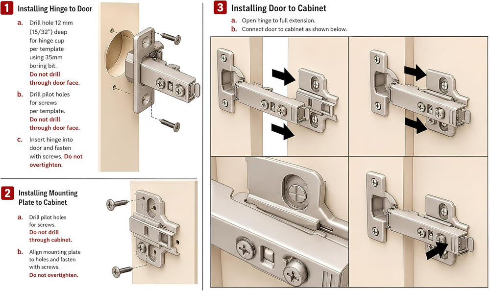 Berta, 40-Pack Full Overlay 110° Soft-Close Frameless Cabinet Hinges