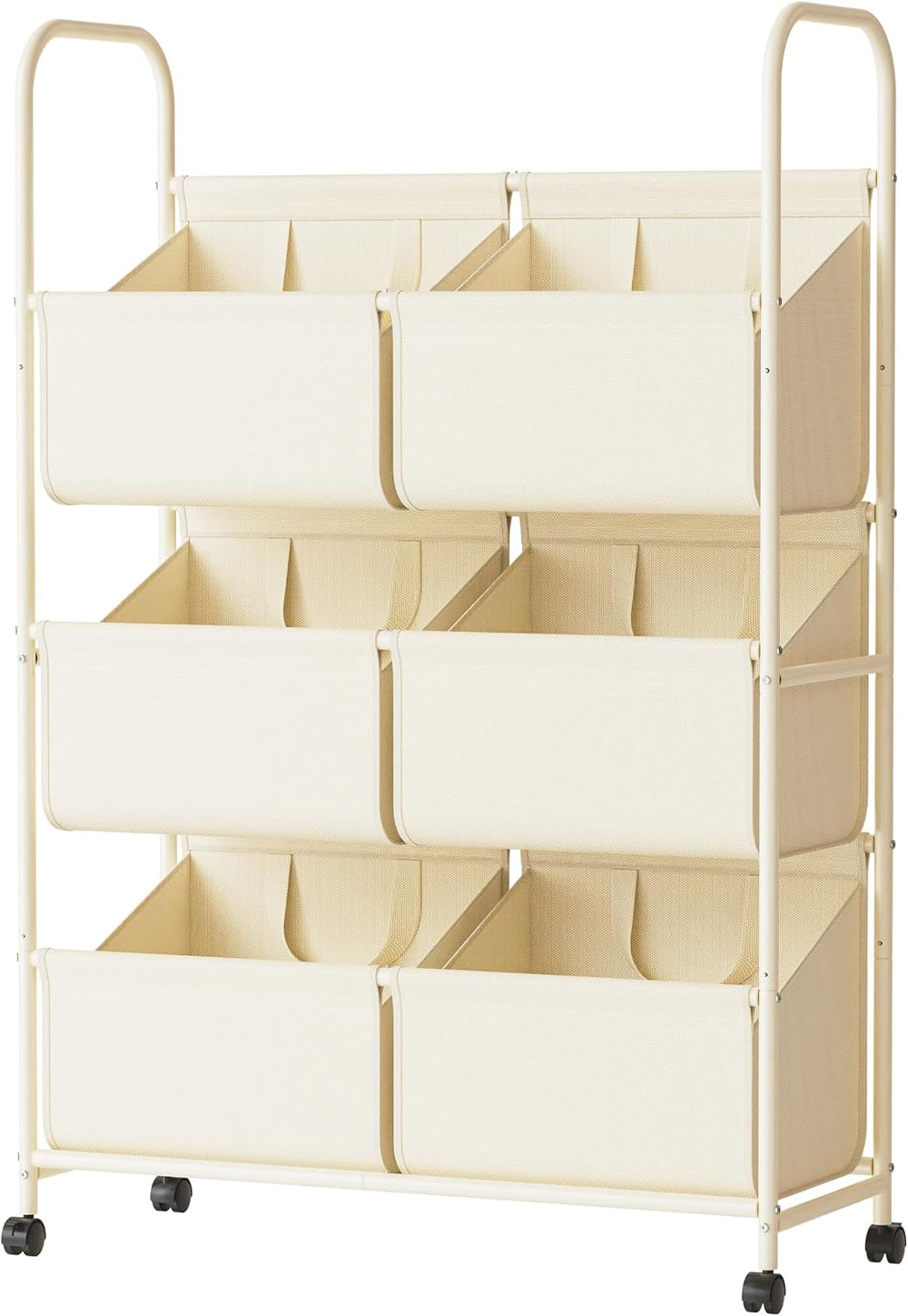 3-Tier Double Column Vertical Rolling Laundry Hamper,6 Removable Bags