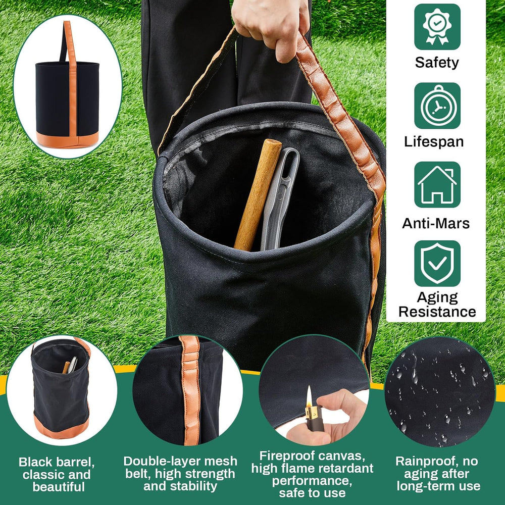 Canvas Bucket Tool Bag 17" x 12" Flame-Resistant Tool Bucket Made o...