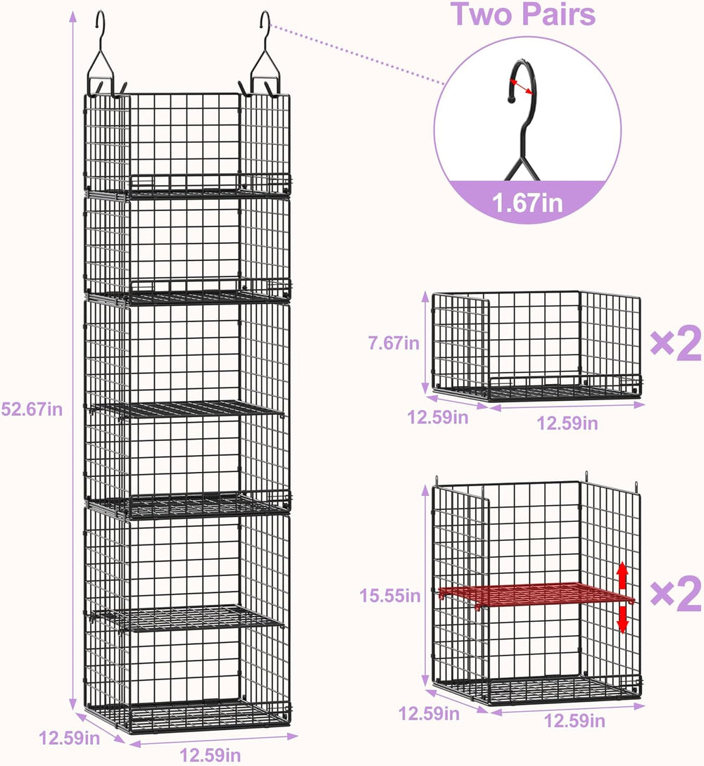 6 Tier Hanging Closet Organizers and Storage Stackable Hanging Closet Shelves...