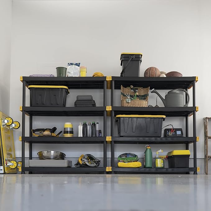 CX Black & Yellow, Shelving Unit and Heavy Duty Storage Containers, Extre...