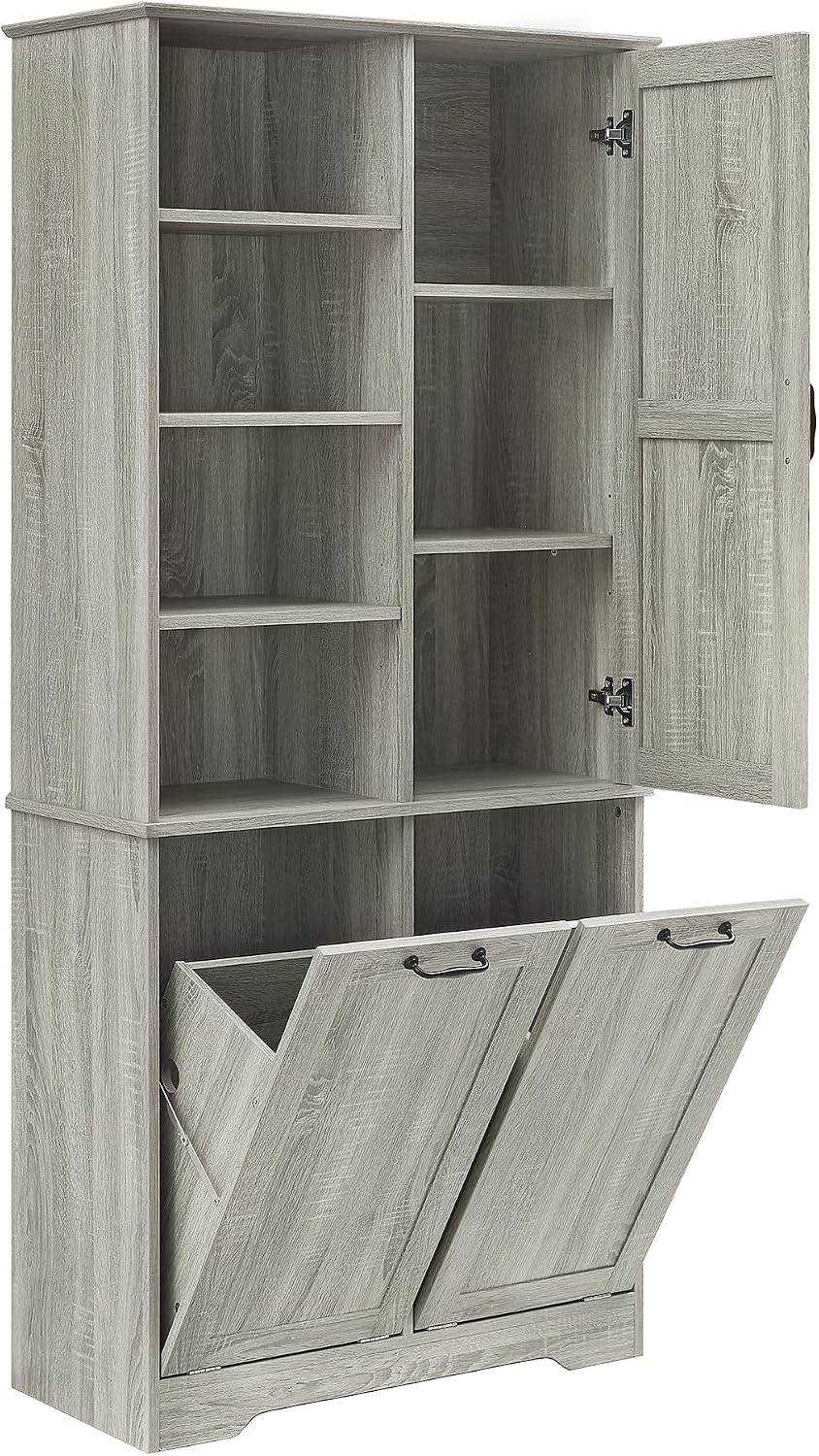 Bellemave 68” Tall Tilt-Out Double Doors Laundry Cabinet Hamper, Large Pull O...