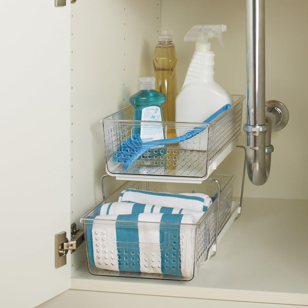 madesmart 2 Tier Organizer, Multi-Purpose Slide-Out Storage Baskets with Hand...