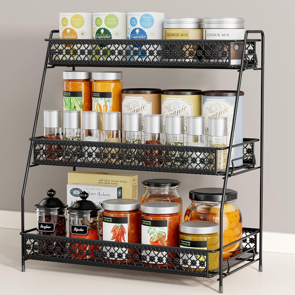 Vintage 3 Tier Spice Rack Organizer for Kitchen Counter