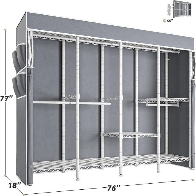 Raybee Clothes Rack with Cover, 1150LBS Heavy Duty Clothing Rack