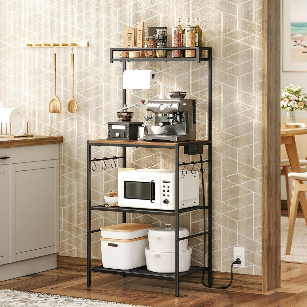 MAHANCRIS Bakers Rack with Storage, Microwave Stand with Paper Holder, Bakers...