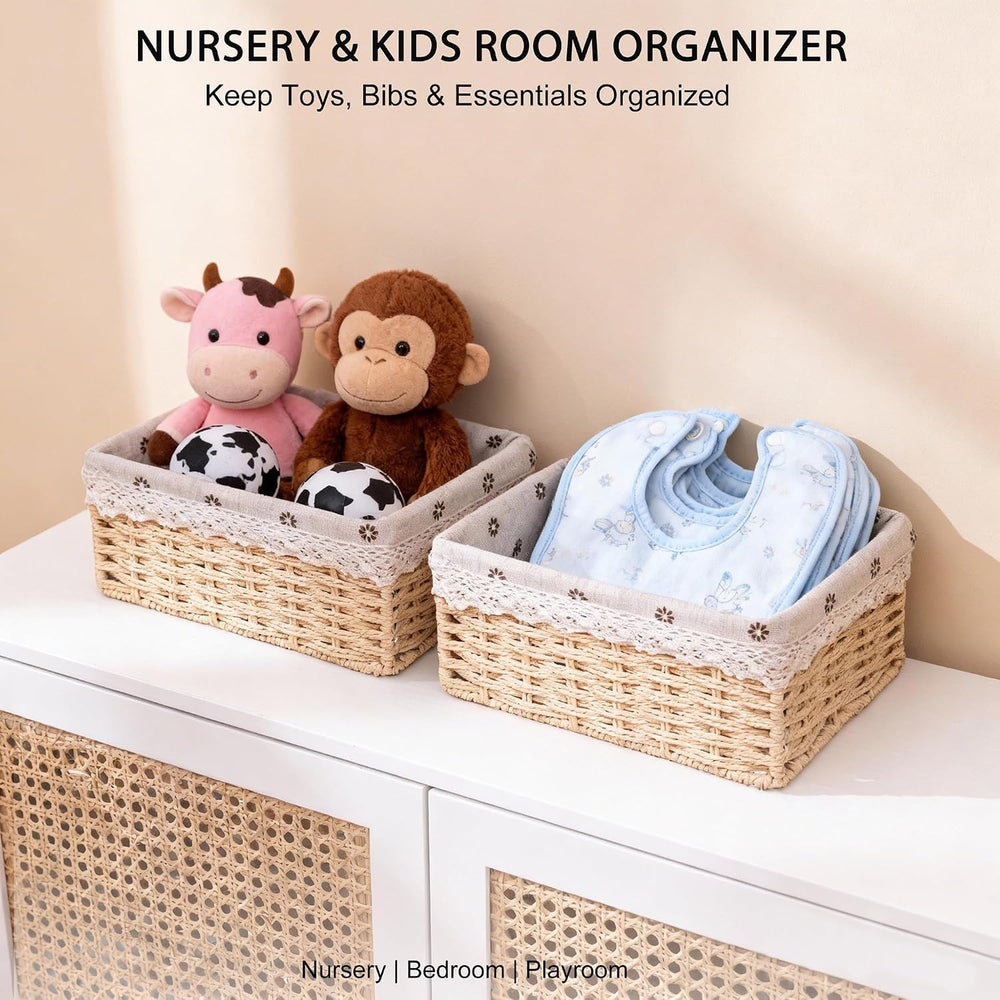 4-Pack Cute Woven Small Paper Rope Baskets