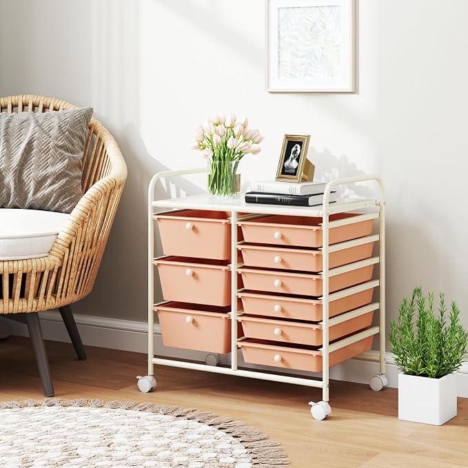 GOFLAME 9-Drawer Rolling Storage Cart, Mobile Utility Cart