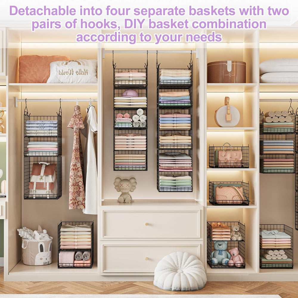 6 Tier Hanging Closet Organizers and Storage Stackable Hanging Closet Shelves...