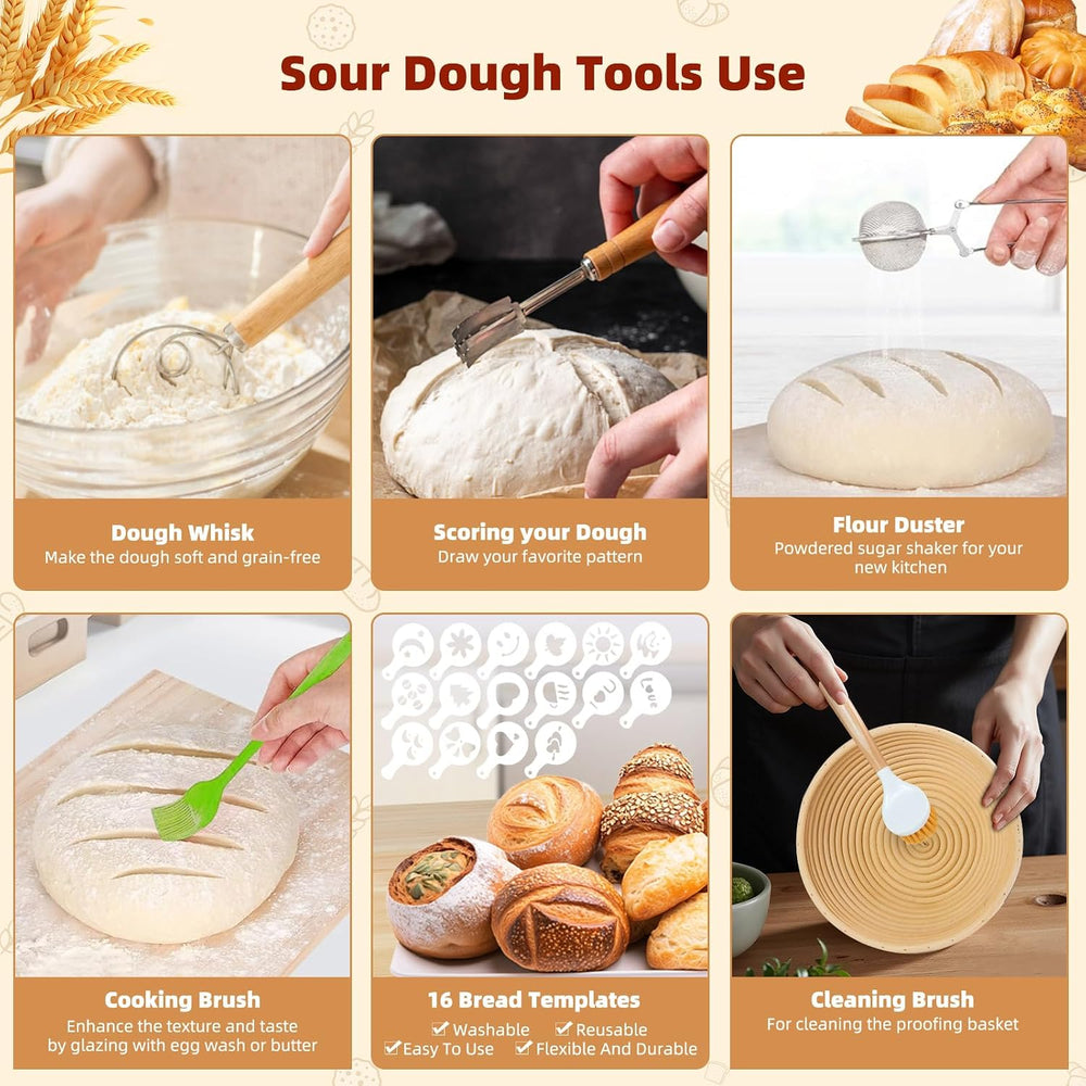 Bread proofing baskets for sourdough 19-Piece Set ，9" Round & 10&quo...