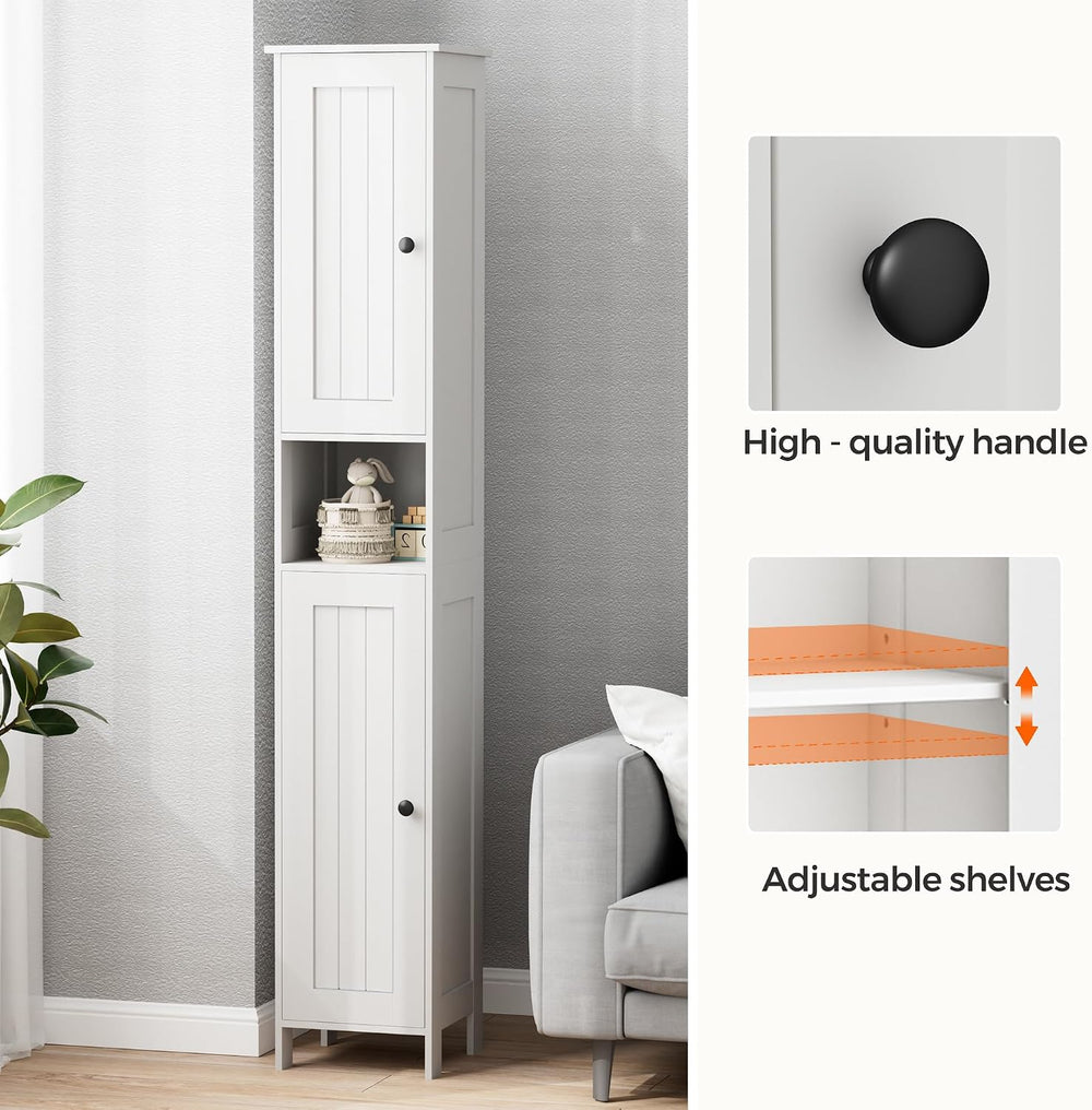 Tall Bathroom Storage Cabinet with 2 Doors, Slim Bathroom Cabinet