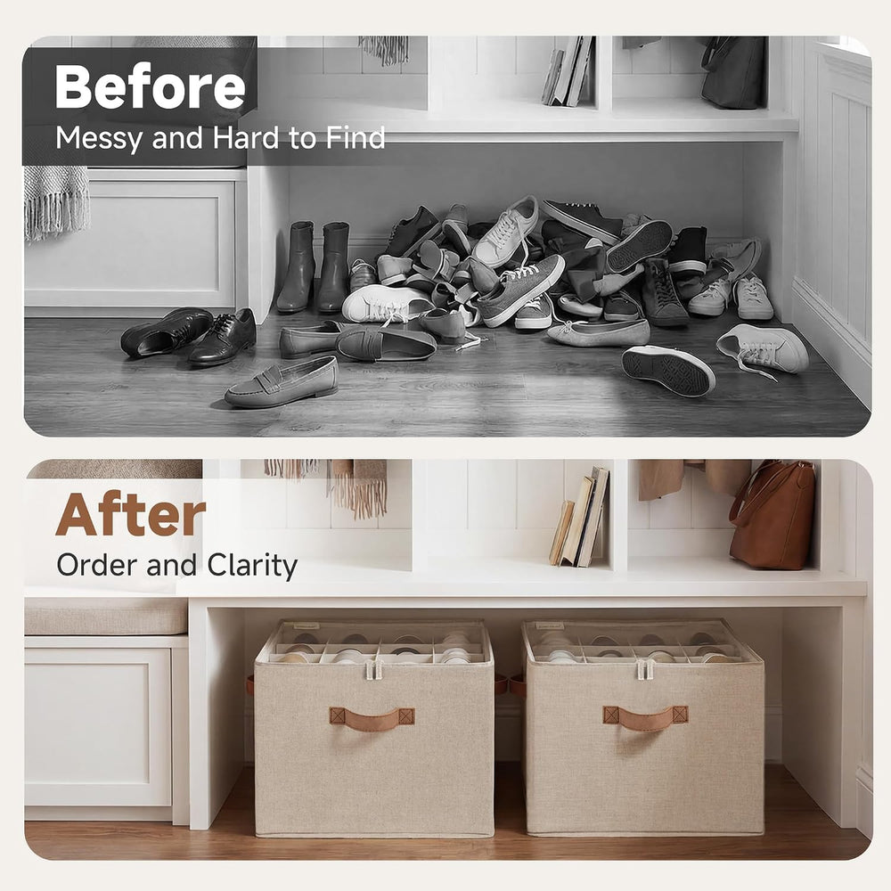 StorageWorks 2-Pack 32-Pair Shoe Storage Organizer for Closet, Taupe