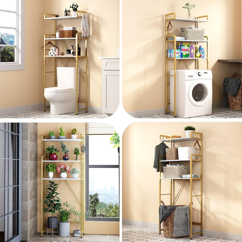 Over The Toilet Storage Rack with 3-Tier Shelves, Space Saver Toilet Shelf, L...