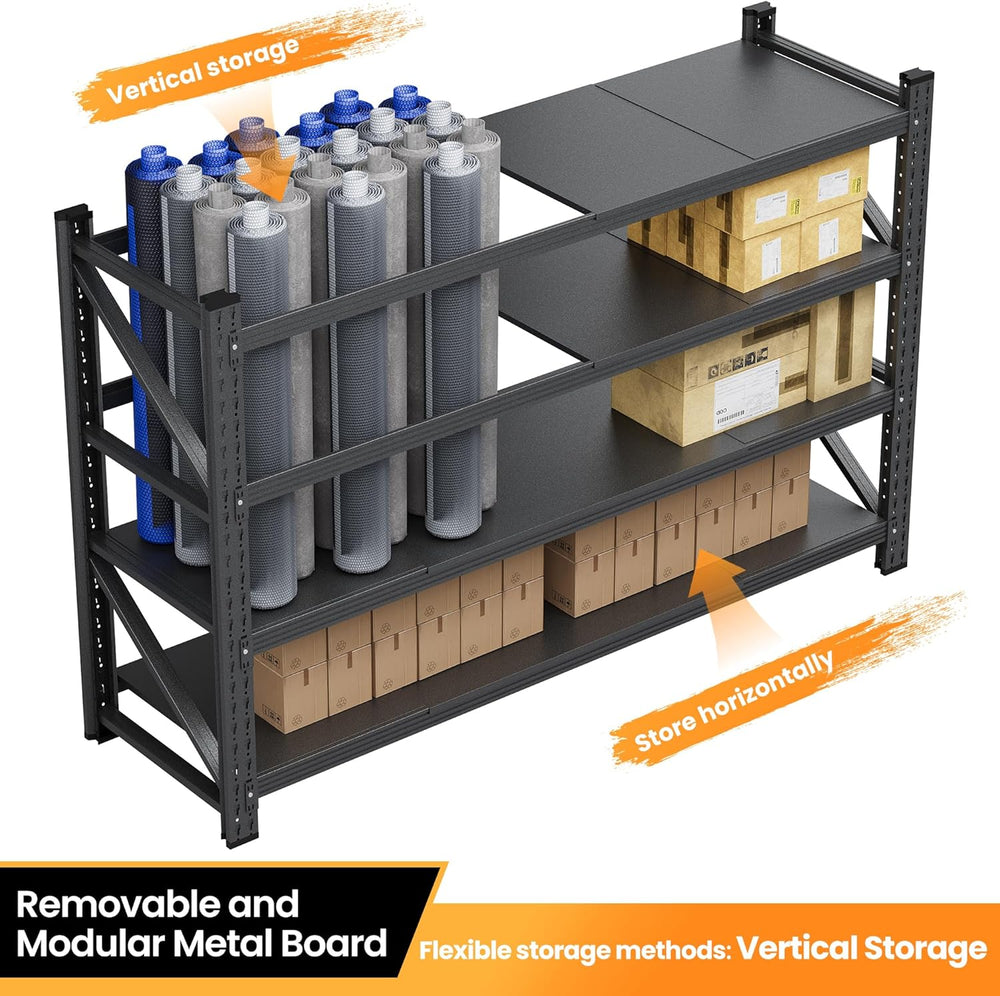 Set of 2 Metal Storage Shelves, 48” Wide Heavy Duty Garage Shelving Units