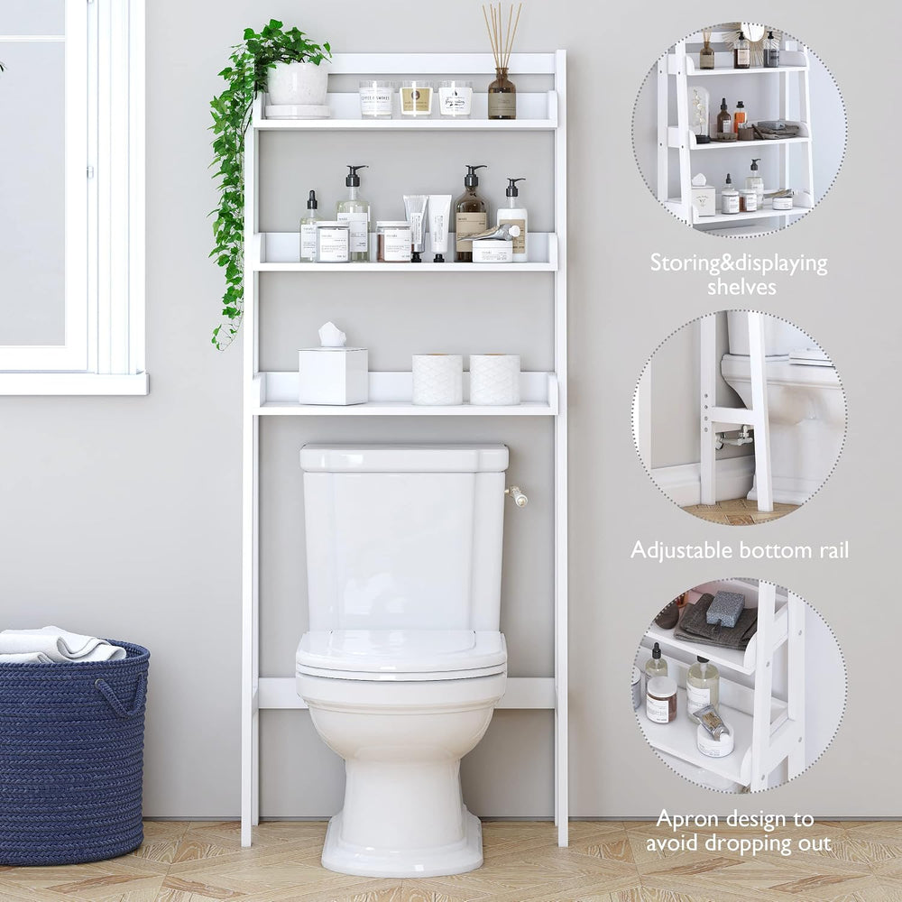 UTEX Over The Toilet Storage Shelf, 3-Tier Bathroom Organizer, White