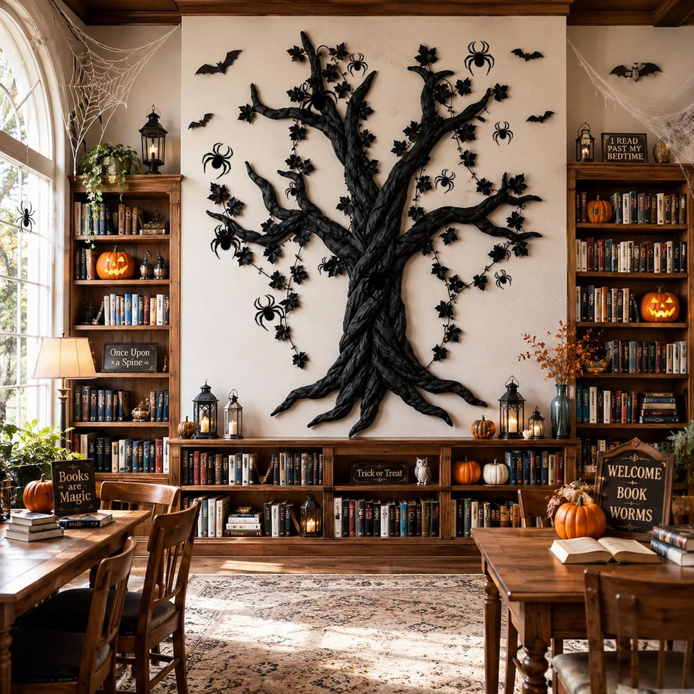 32 Pcs Halloween DIY Black Maple Tree Set, Large Halloween Tree Decoration