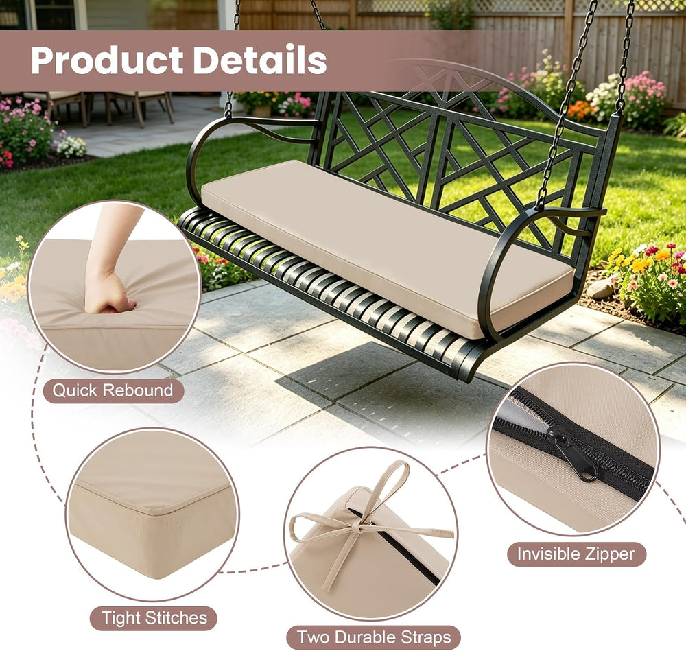 Outdoor Bench Cushion Pad, Patio Bench Cushion 48"x18", Beige