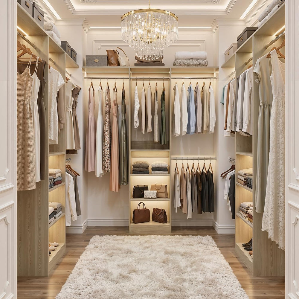 Cyclysio 4FT Closet System for Small Space, 80"H, White Oak