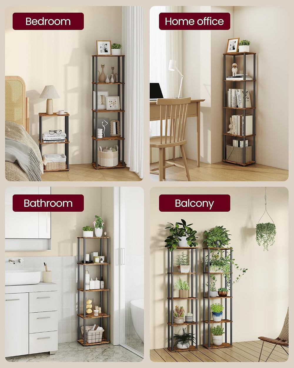 VASAGLE 5-Tier Shelf, Storage Shelves, Bookcase with Shelves, Living Room