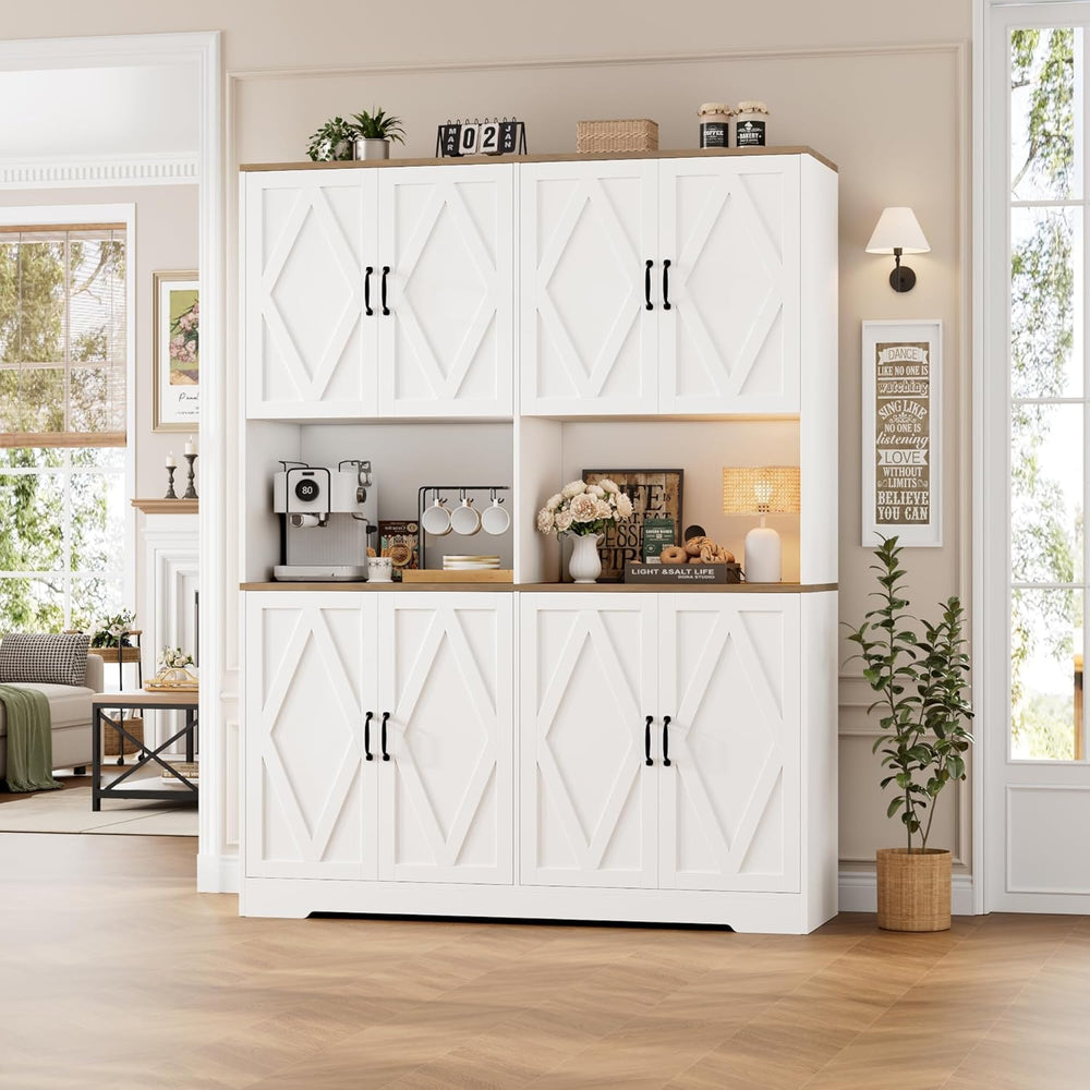 HOSTACK 55" W Pantry Cabinet, 71" Tall Kitchen Hutch Storage Cabine...
