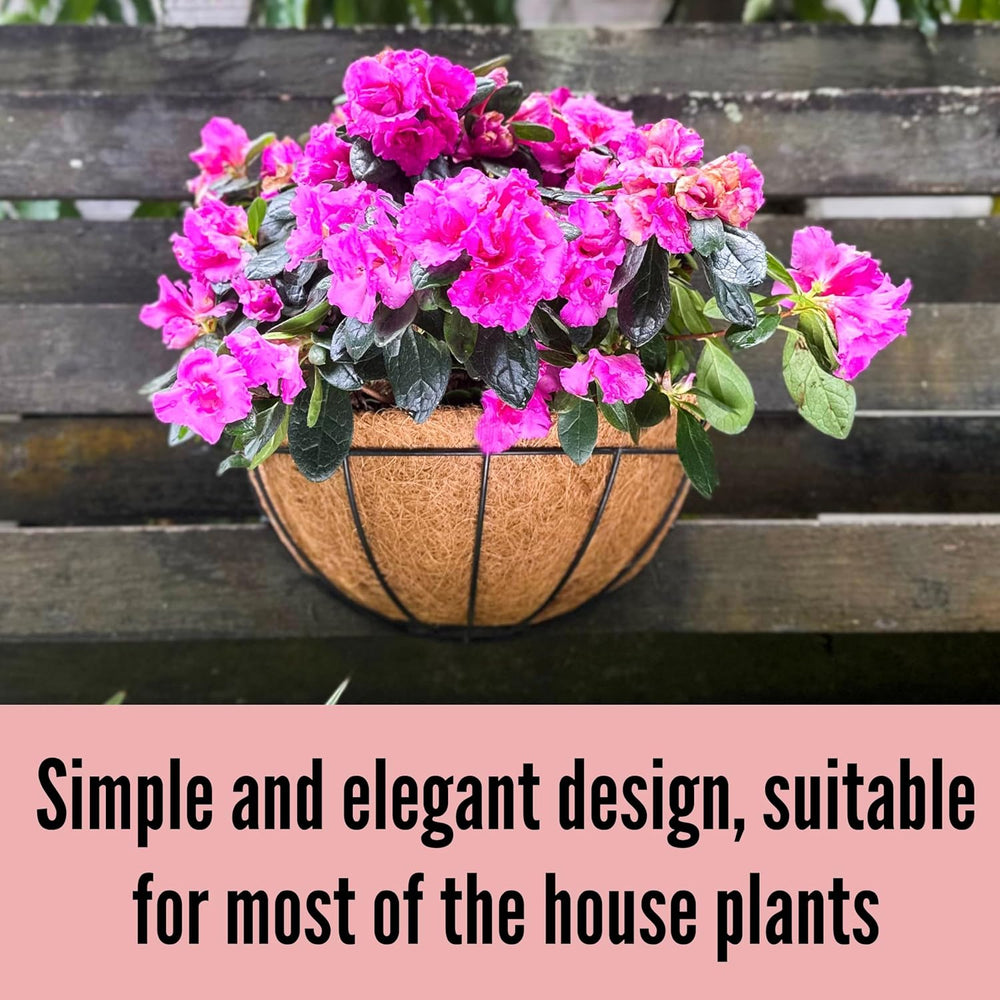 LaLaGreen Hanging Wall Planters (12 in, 4 Pack) Black Metal Flower Baskets