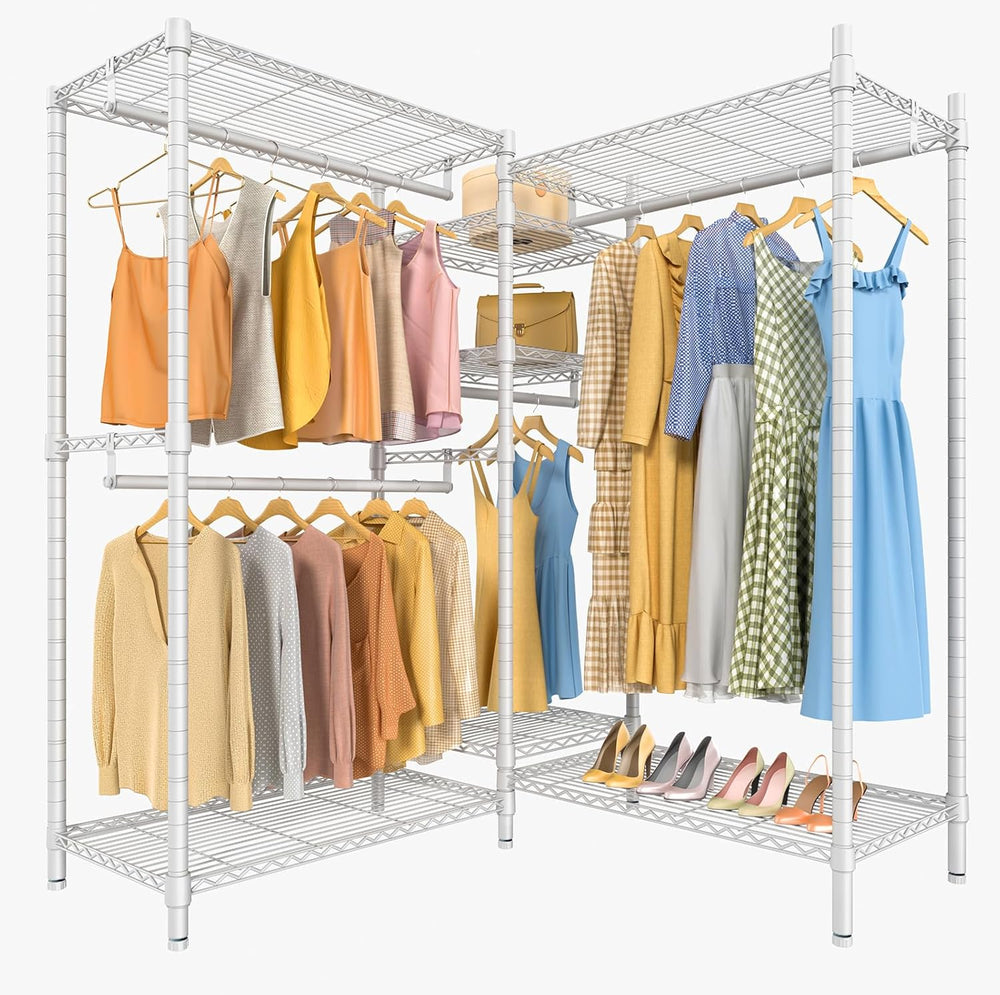 VIPEK L6 Heavy Duty Clothes Rack L Shape Clothing Rack 5-Tier Wire Garment Ra...