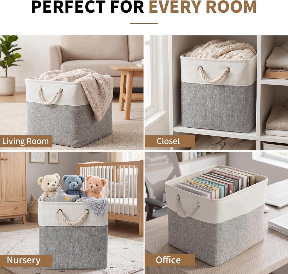 13×15×13 Inch Foldable Fabric Storage Basket with Handles (6 Pack)