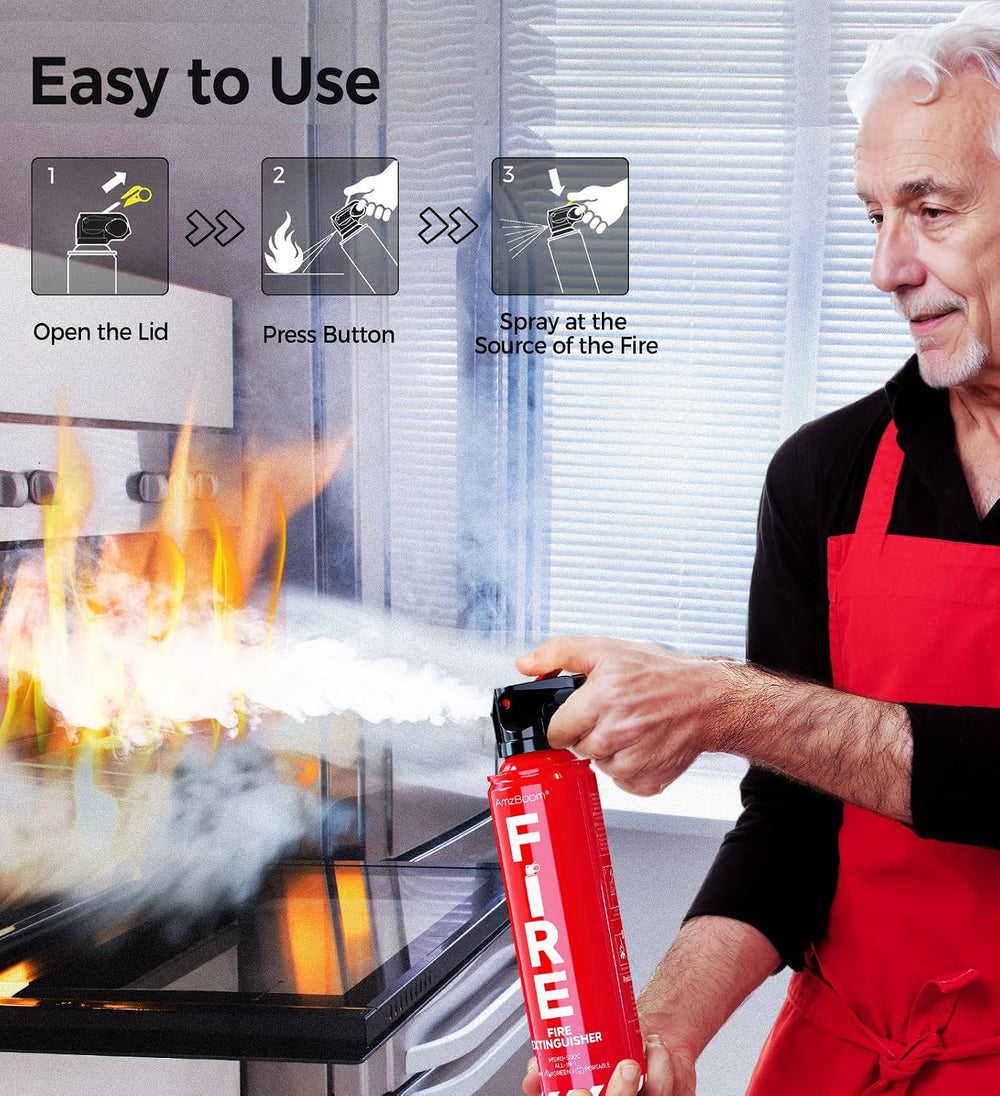 AmzBoom 2-Pack Fire Extinguisher for Home, Kitchen, Car, and Grill with Mount...