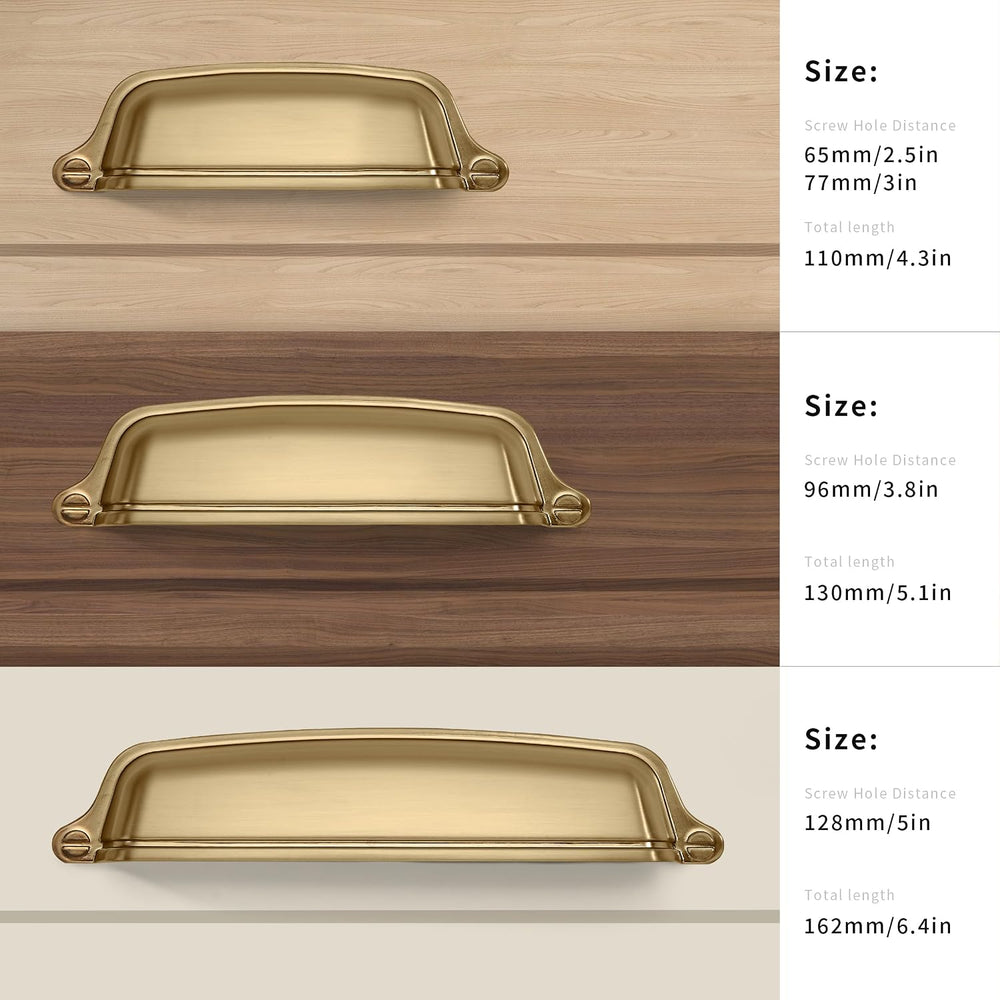 10 Pack 3 inch (76 mm) Champagne Bronze Cabinet Cup Pulls Drawer Pulls Kitche...