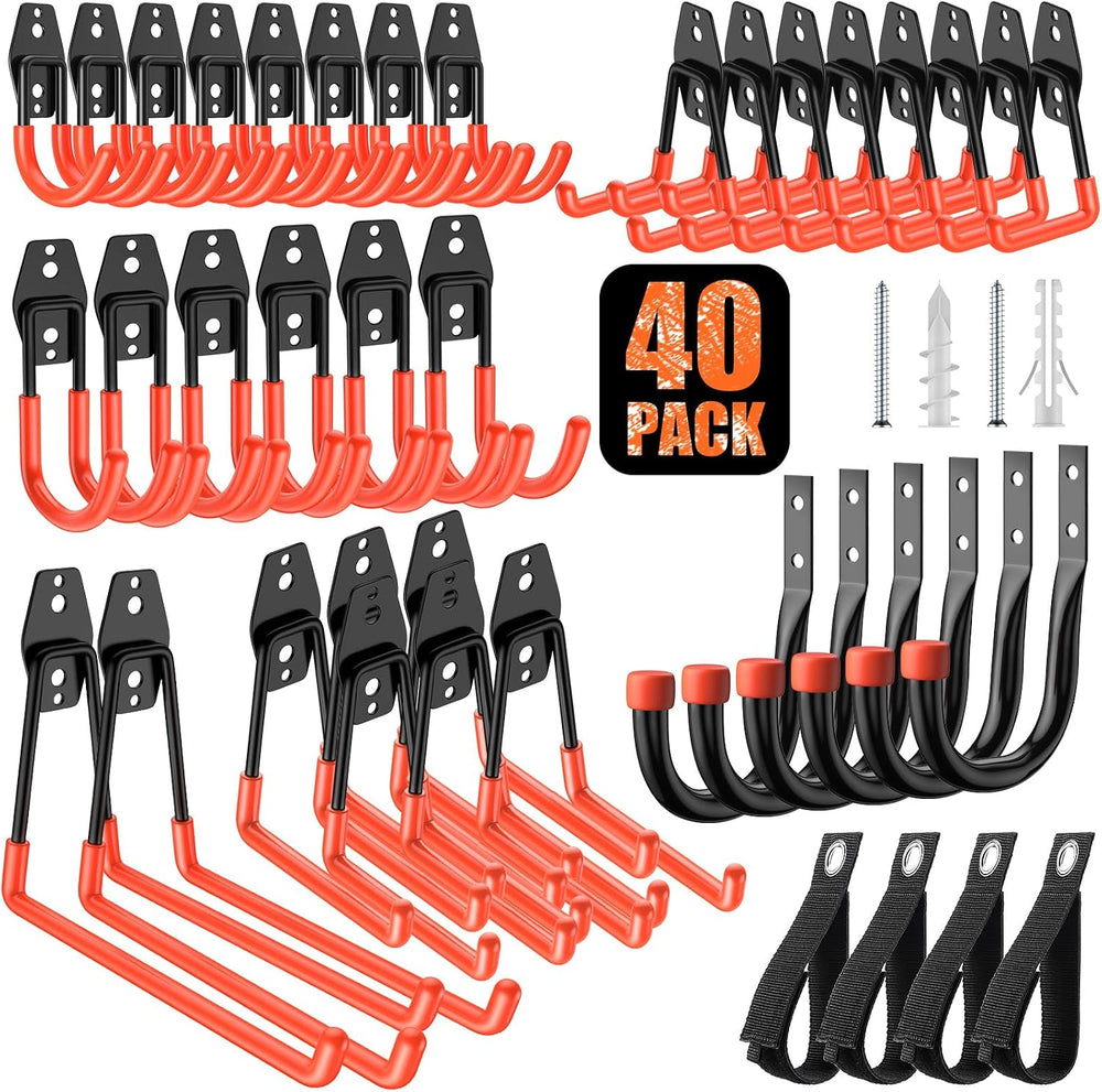 40-Pack Heavy Duty Garage Hooks for Storage & Hanging Items