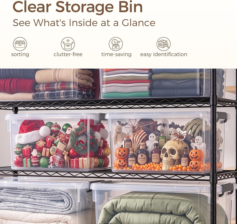 Citylife 22.2 Qt Ultra-Thick Plastic Clear Storage Bins with Lids, 4-Pack