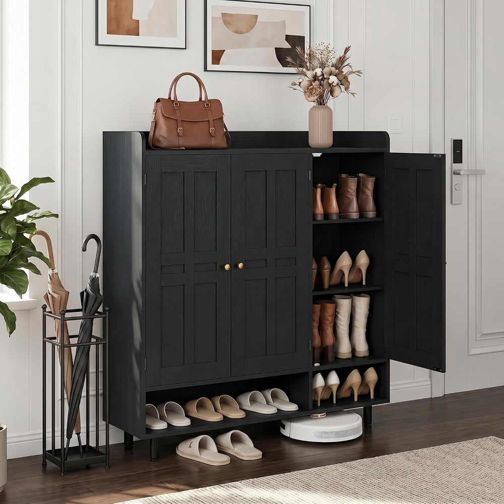 Miereirl 6-Tier 3 Doors Shoe Storage Cabinet, 45" Tall Entryway Shoe Sto...
