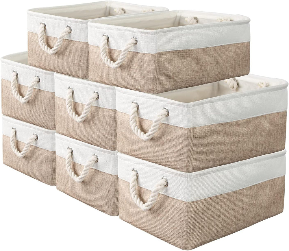 8 Pack Storage Basket Bins - Decorative Baskets Bulk Storage Box Cubes Contai...