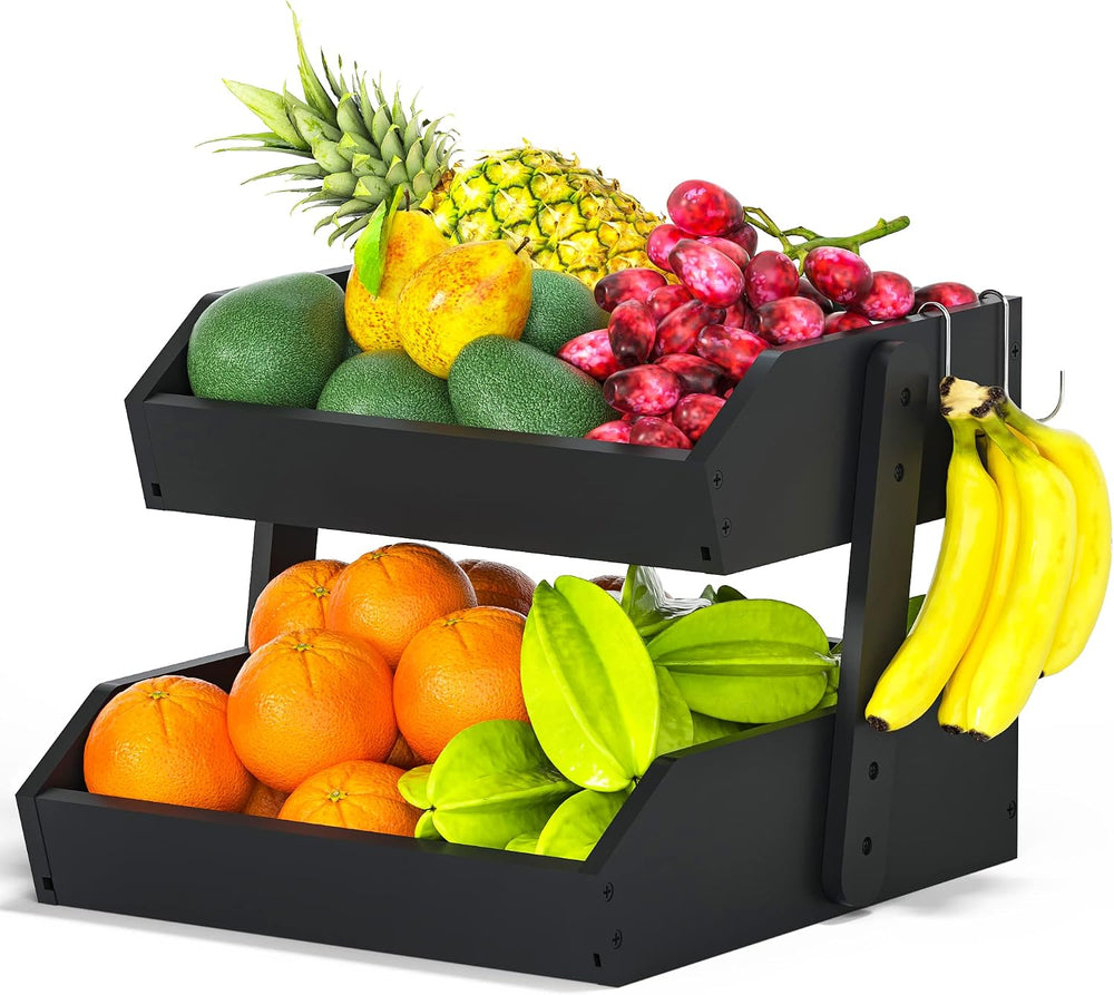 Gmtsl Bamboo Fruit Basket for Kitchen, Fruit Holder for Kitchen Countertop
