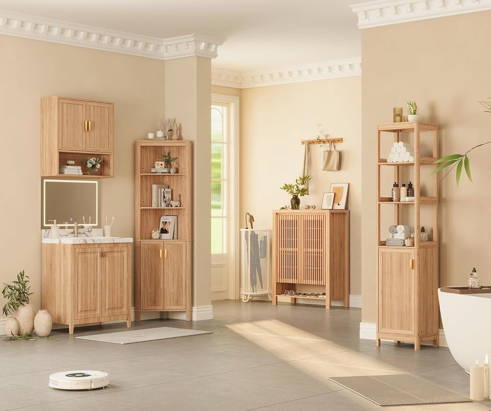 68'' Tall Narrow Storage Cabinet with Adjustable Shelf and Door, Bath...