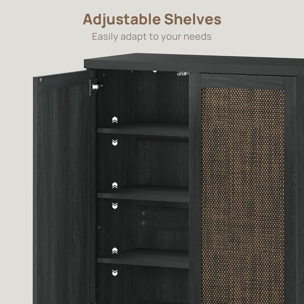 SICOTAS 96.8" Wide Tall Rattan Shoe Storage Cabinet for Entryway with Doors