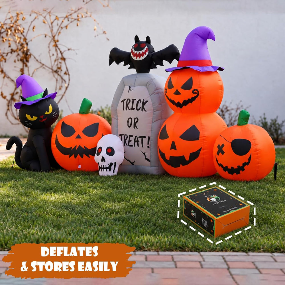 8FT Halloween Inflatable Pumpkin Outdoor Decor with LED Lights
