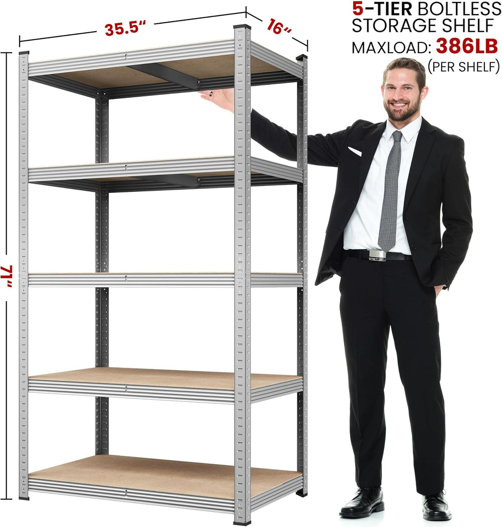 Yaheetech 5-Tier Heavy Duty Storage Shelves 35.5" W x 16" D x 71&qu...