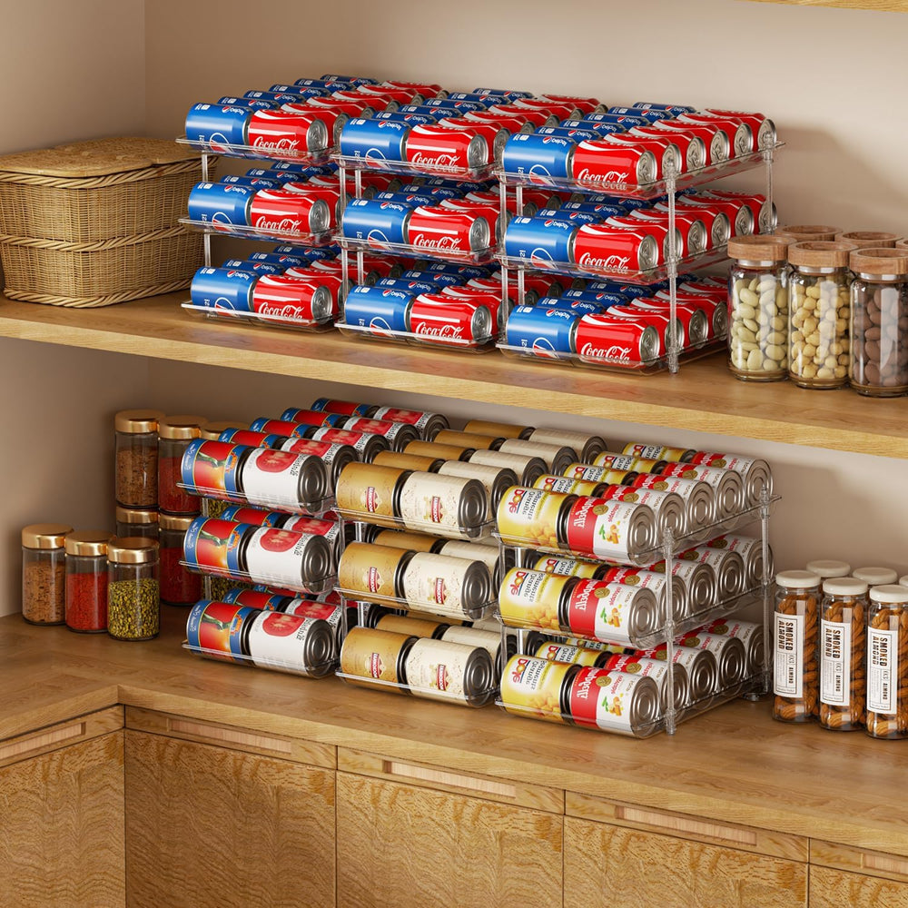 Sotfamily Canned Food Organizer for Pantry, 2 Pack Holds 60 16oz Cans