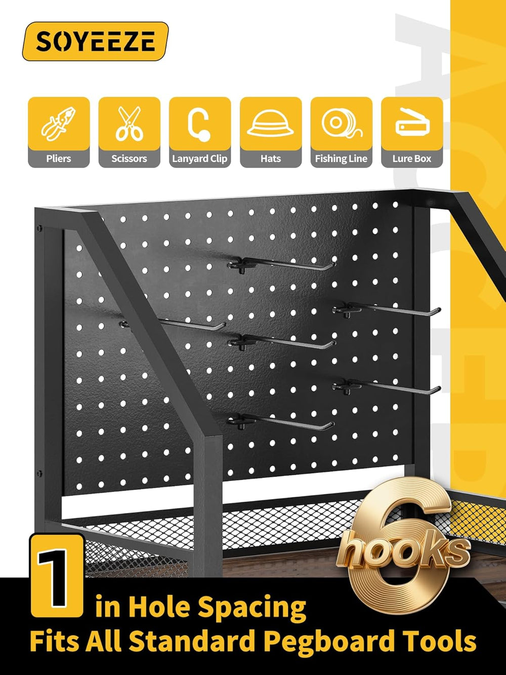 SOYEEZE Fishing Rod Holders for Garage, Fishing Pole Holders Up to 12 Rods wi...
