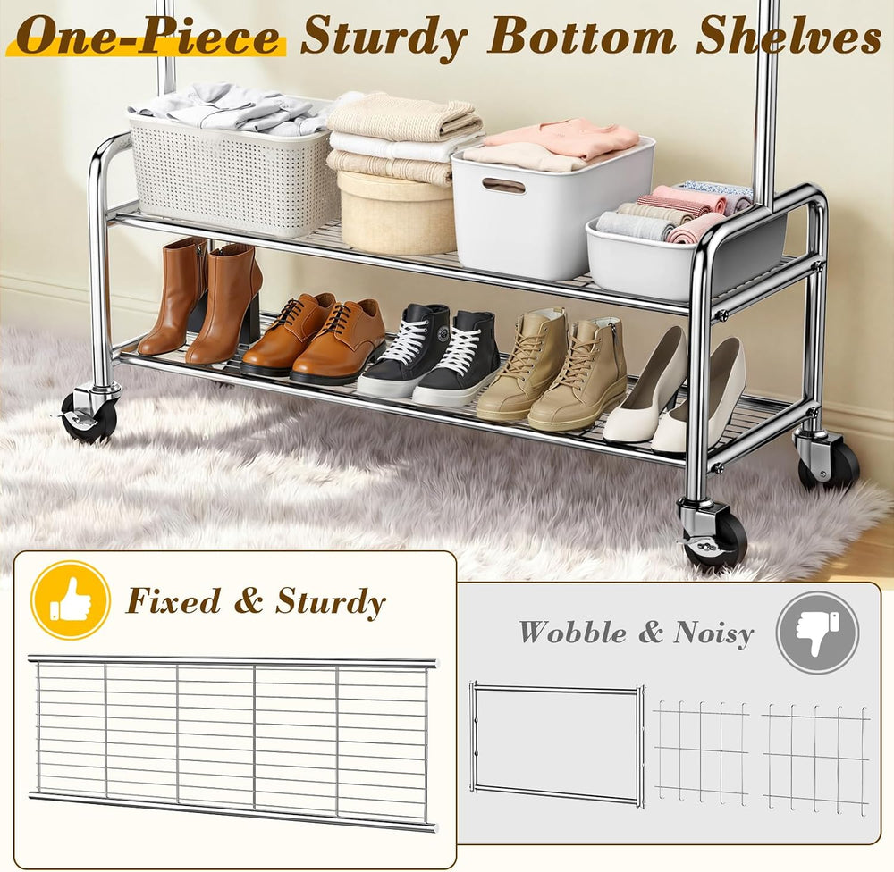 100% Stainless Steel Heavy Duty Clothes Rack Load 760LBS, Clothing Rack for H...