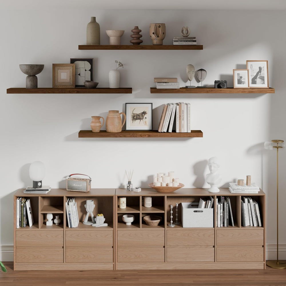 ROGMARS 36 Inches Long Walnut Floating Shelves