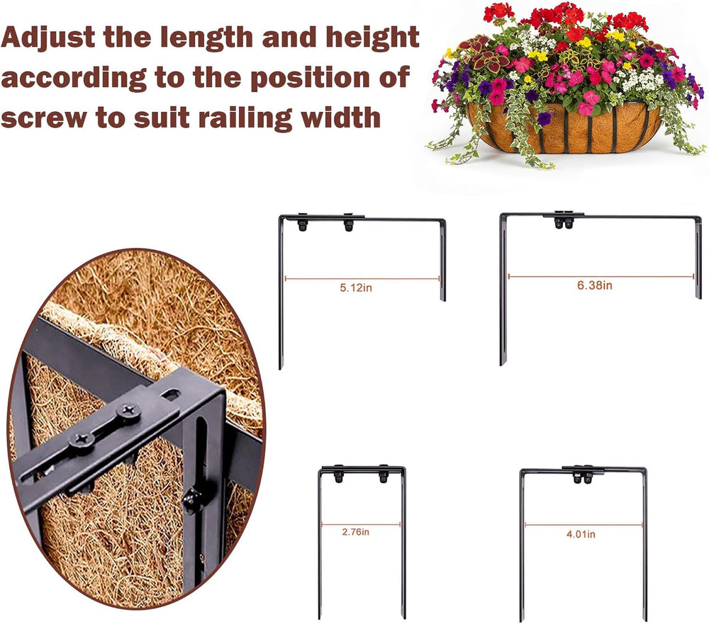 2 Pcs 24“ Railing Planter Window Box Deck Railing Planter Boxes with Coco Lin...